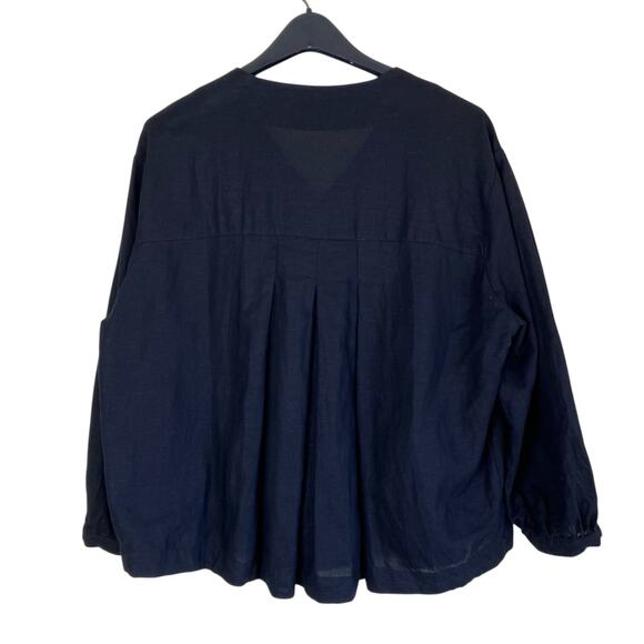 Zara Sz M Twee Chunky Button Front Short Swing Jacket Blazer Linen Blend Black - Picture 5 of 16